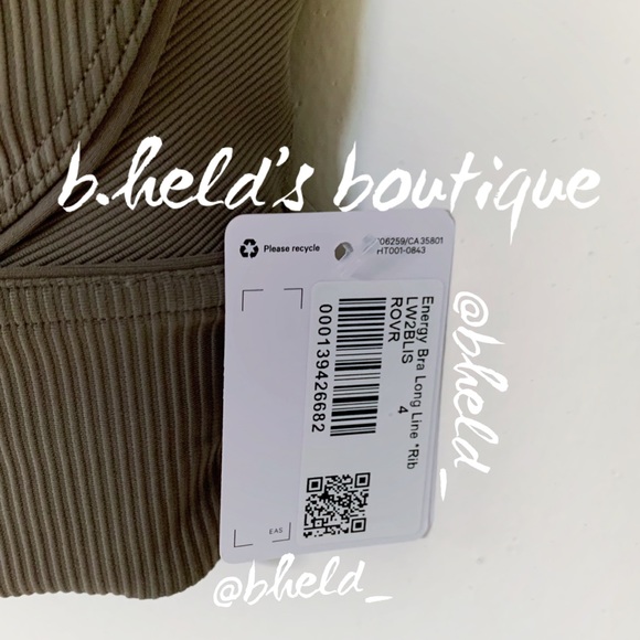 lululemon Energy Bra Long Line Ribbed in Rover Brown Tan Grey Size 4 New NWT - Picture 7 of 14